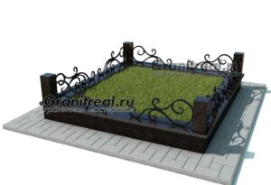 Гранитная ограда с ковкой