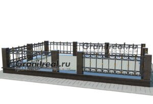 Гранитная ограда с ковкой