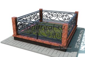 Гранитная ограда с ковкой